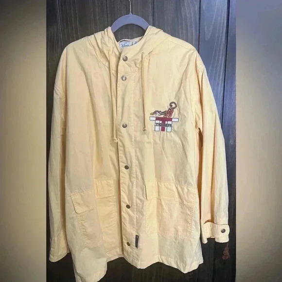 Vintage Disney Store Tigger Coat Jacket Mens Large Yellow Hood Full Zip Raincoat - Picture 1 of 8
